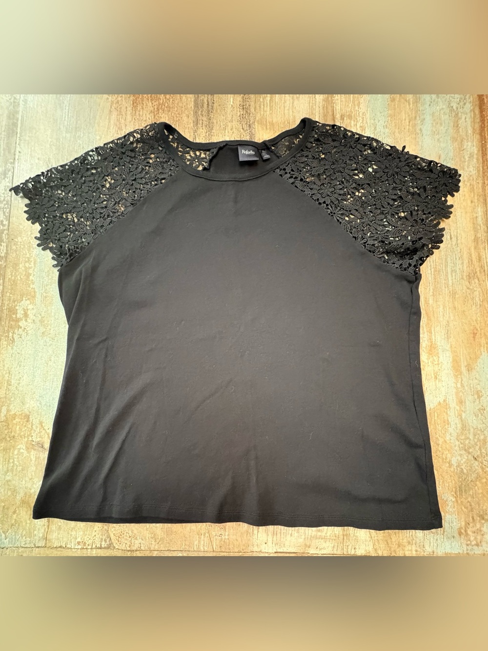 Rafaella Black Lace Sleeve Knit Top